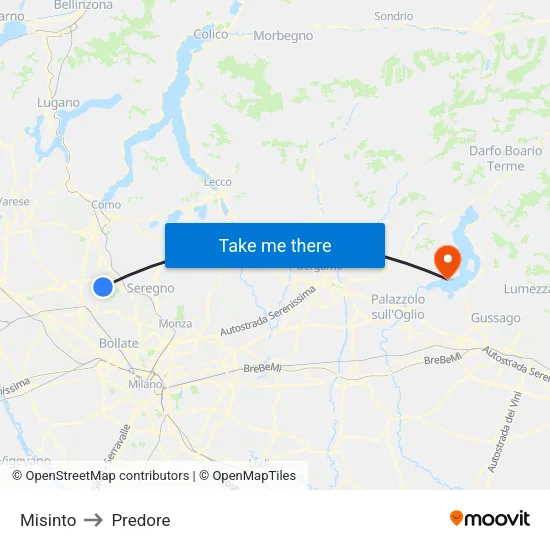 Misinto to Predore map