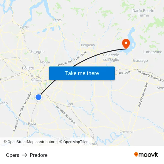 Opera to Predore map