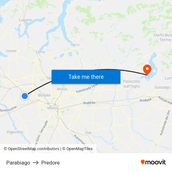 Parabiago to Predore map