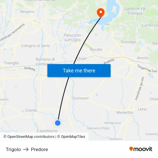 Trigolo to Predore map