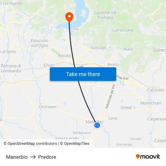 Manerbio to Predore map