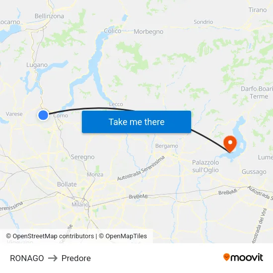 RONAGO to Predore map
