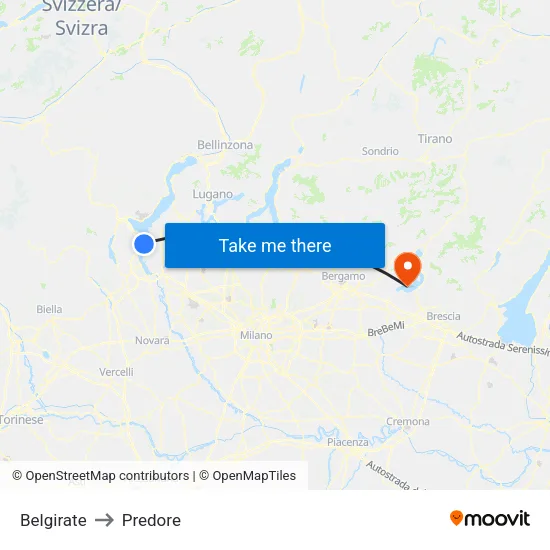 Belgirate to Predore map