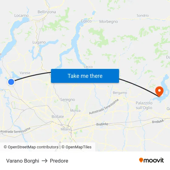 Varano Borghi to Predore map