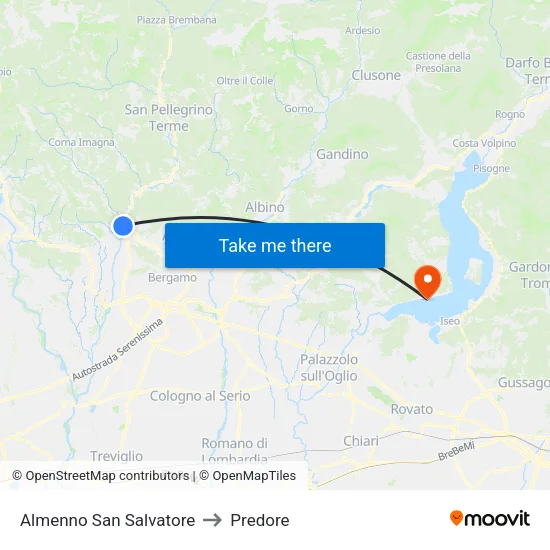 Almenno San Salvatore to Predore map