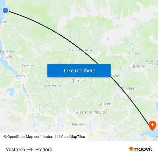 Vestreno to Predore map