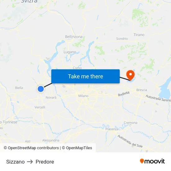 Sizzano to Predore map