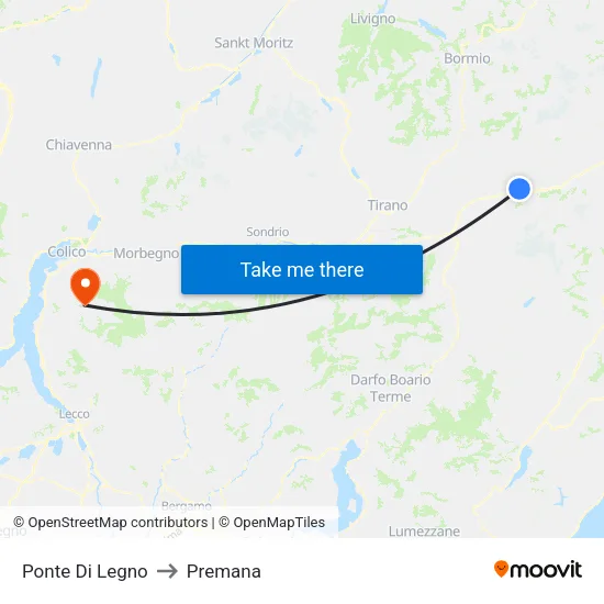 Ponte Di Legno to Premana map