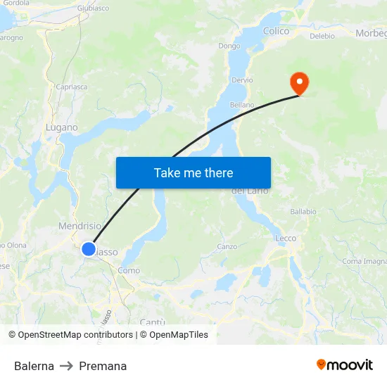 Balerna to Premana map
