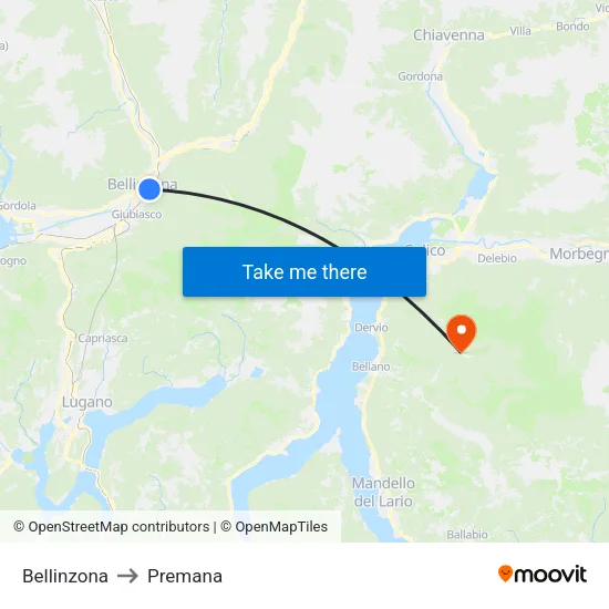 Bellinzona to Premana map