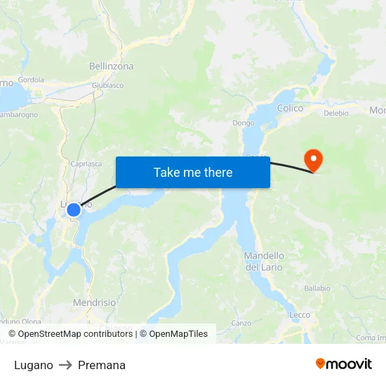 Lugano to Premana map