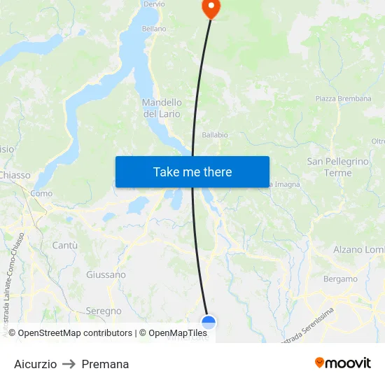 Aicurzio to Premana map