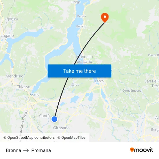 Brenna to Premana map