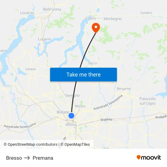 Bresso to Premana map