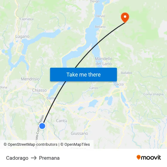 Cadorago to Premana map
