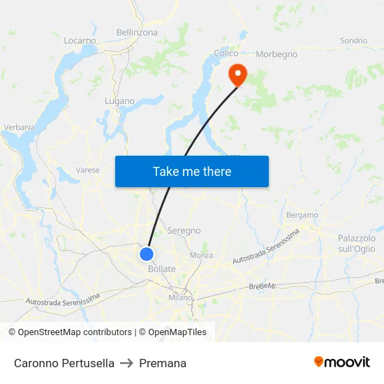 Caronno Pertusella to Premana map