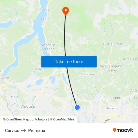 Carvico to Premana map