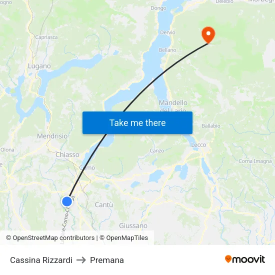 Cassina Rizzardi to Premana map