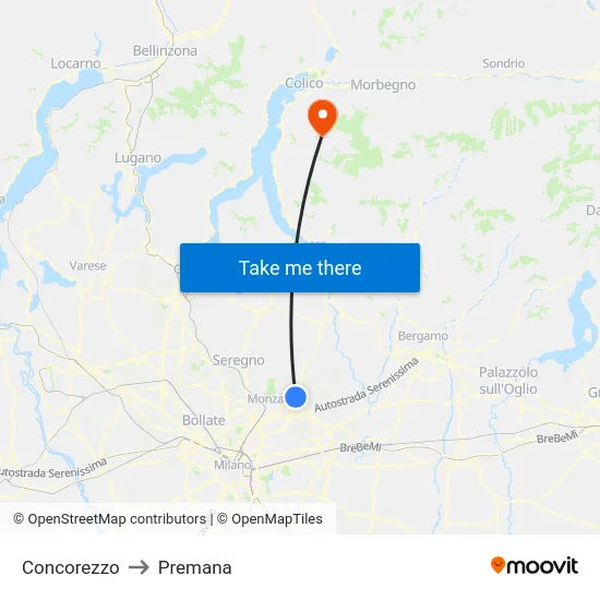 Concorezzo to Premana map