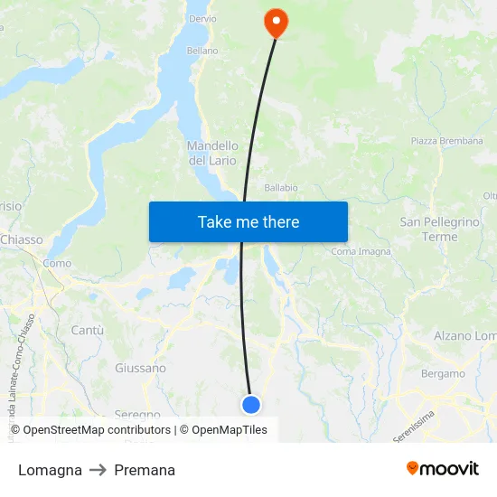 Lomagna to Premana map