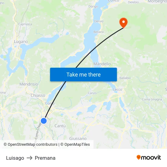 Luisago to Premana map