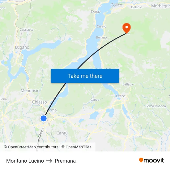 Montano Lucino to Premana map