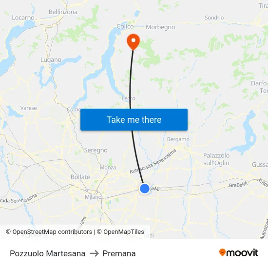 Pozzuolo Martesana to Premana map