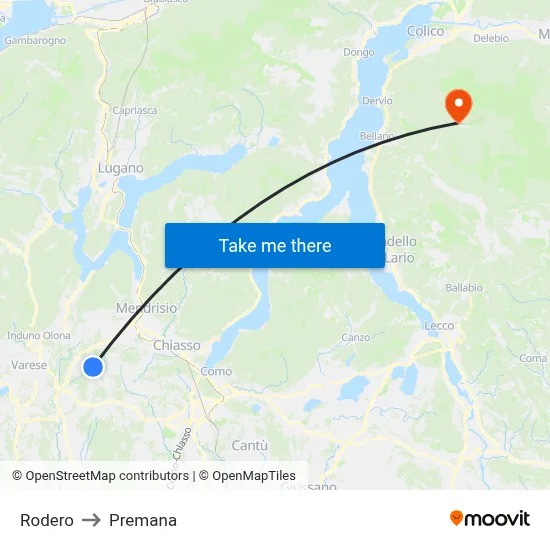 Rodero to Premana map