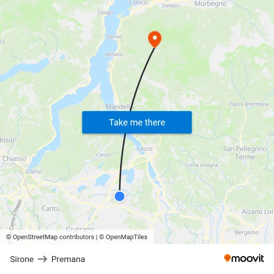 Sirone to Premana map