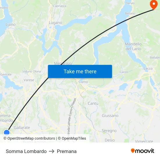 Somma Lombardo to Premana map