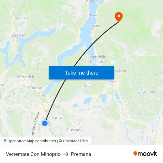 Vertemate Con Minoprio to Premana map