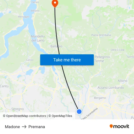 Madone to Premana map