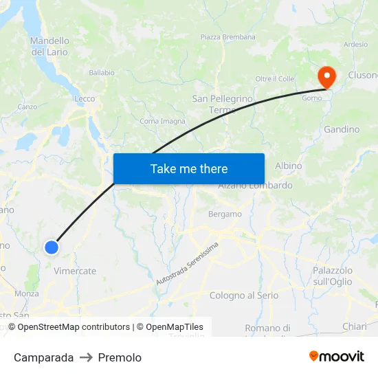 Camparada to Premolo map