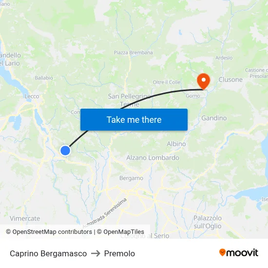 Caprino Bergamasco to Premolo map