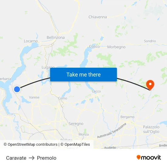 Caravate to Premolo map