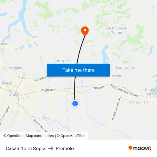 Casaletto di Sopra to Premolo map