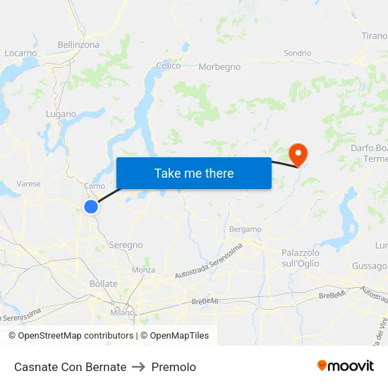 Casnate Con Bernate to Premolo map