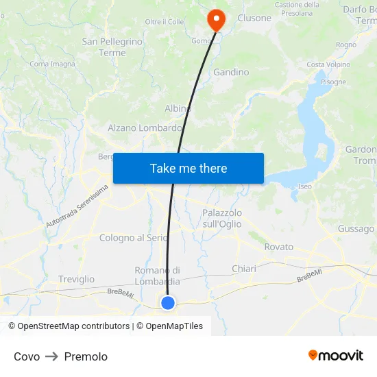 Covo to Premolo map