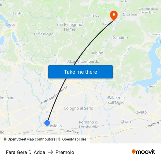 Fara Gera D' Adda to Premolo map