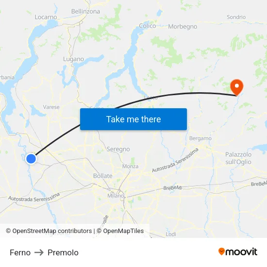 Ferno to Premolo map