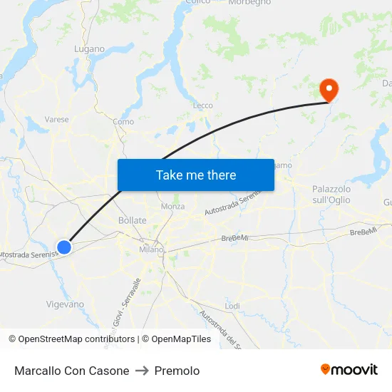Marcallo con Casone to Premolo map