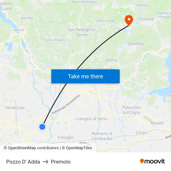 Pozzo D' Adda to Premolo map