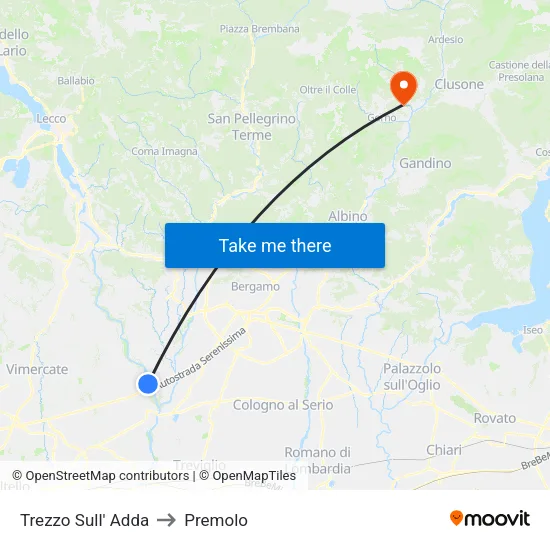 Trezzo Sull' Adda to Premolo map
