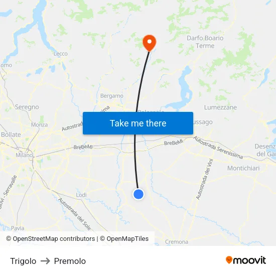 Trigolo to Premolo map