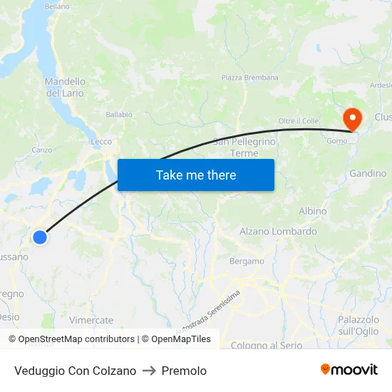 Veduggio Con Colzano to Premolo map