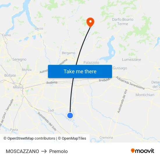 Moscazzano to Premolo map