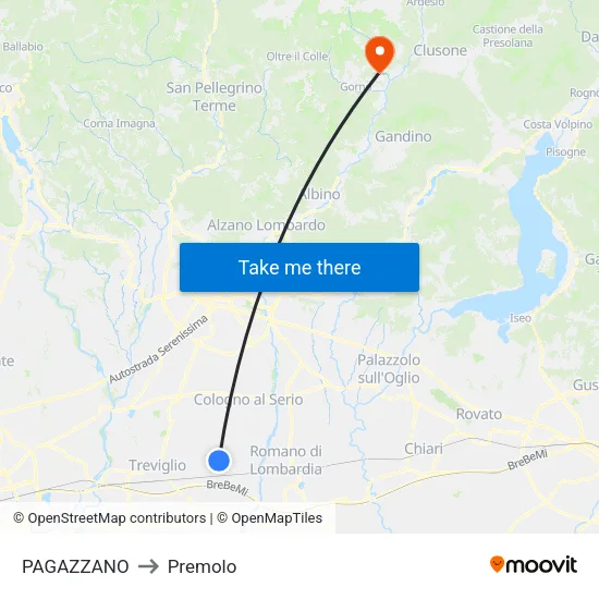 PAGAZZANO to Premolo map