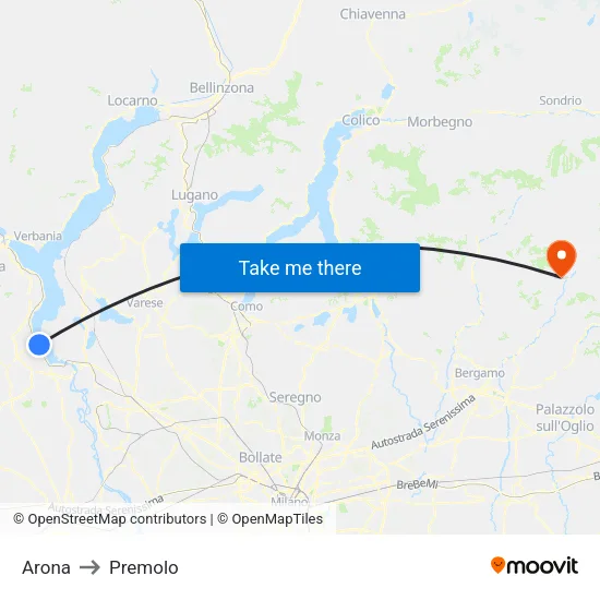 Arona to Premolo map