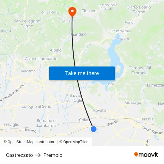 Castrezzato to Premolo map