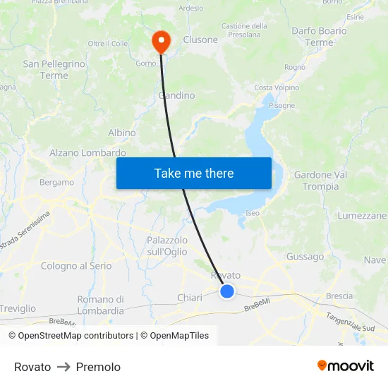 Rovato to Premolo map